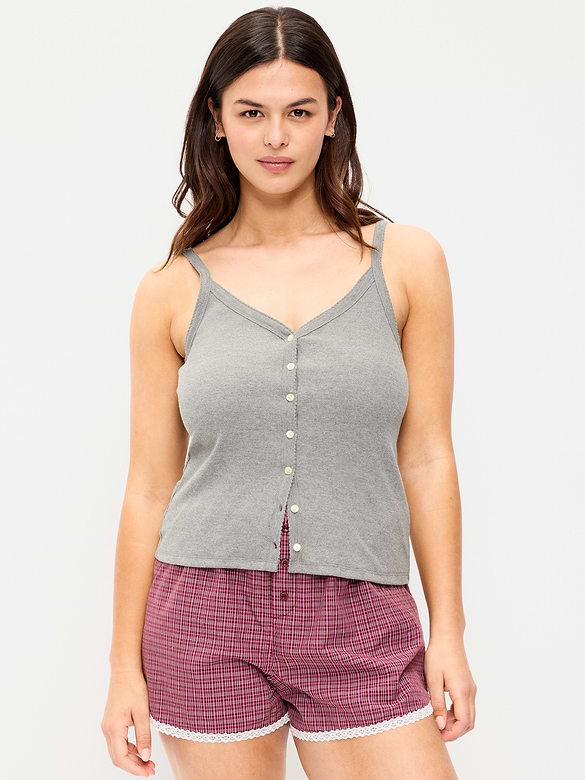 Button-Front Cami Tank Top