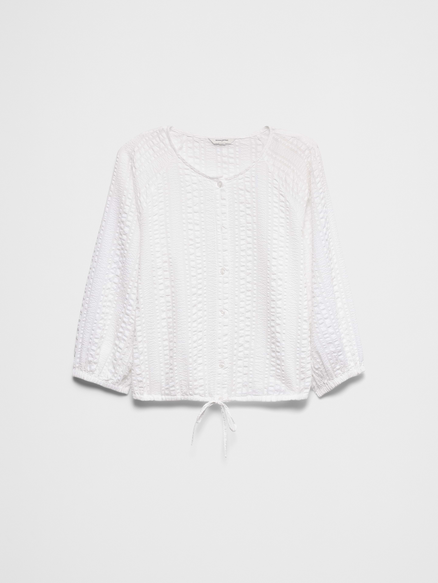 Image number 4 showing, Blouson-Sleeve Buttoned Cloud Check Top