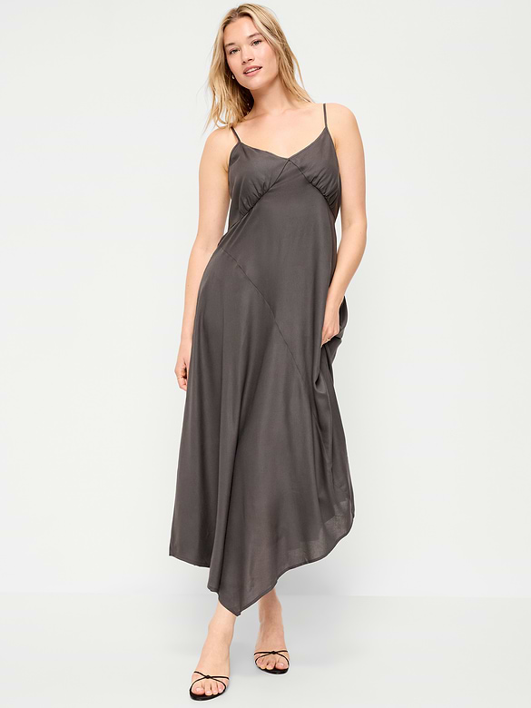 Fit & Flare Tie-Back Asymmetrical Midi Dress