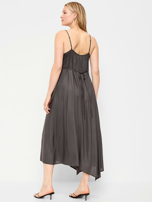 Fit & Flare Tie-Back Asymmetrical Midi Dress