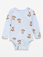 Image number 1 showing, Printed Long-Sleeve Ribbed Bodysuit for Baby