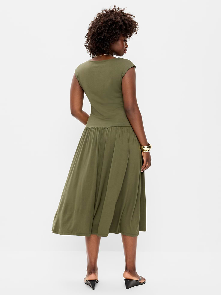 Image number 7 showing, Jersey Knit Drop-Waist Midi Dress