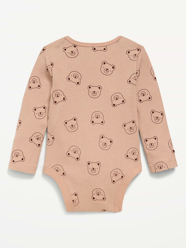 Image 2 of 2, Printed Long-Sleeve Ribbed Bodysuit for Baby