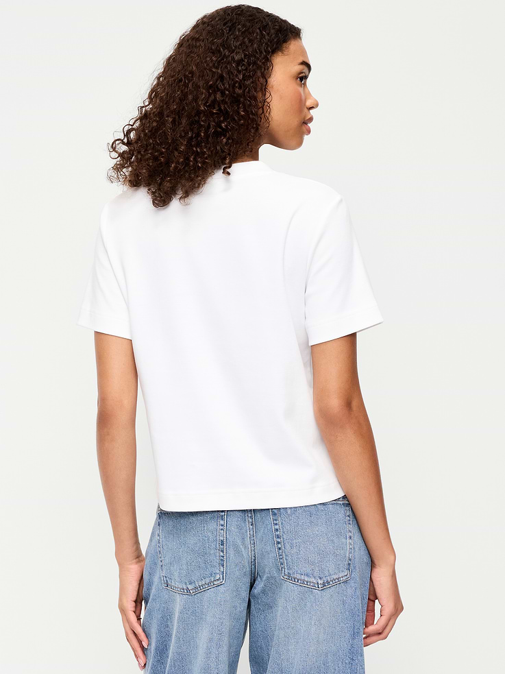 L'image numéro 2 présente T-shirt ras du cou court en tissu épais