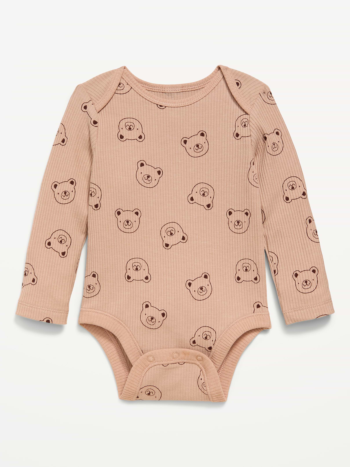 Image number 1 showing, Printed Long-Sleeve Ribbed Bodysuit for Baby