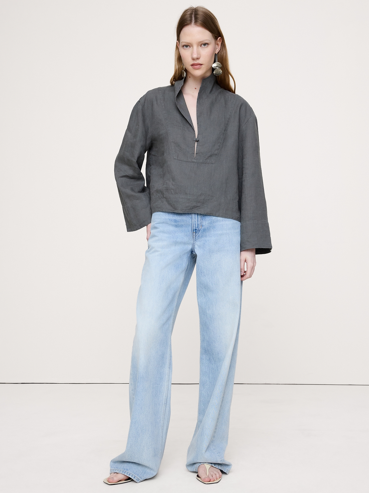 トップス POTE Linen Popover Top | Banana Republic