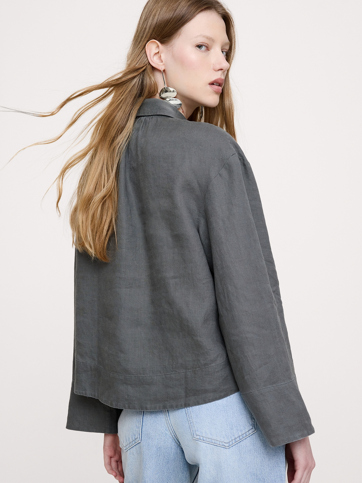 Linen Popover Top | Banana Republic