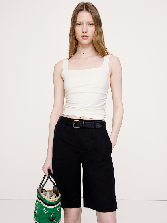 Square-Neck Ruched Top
