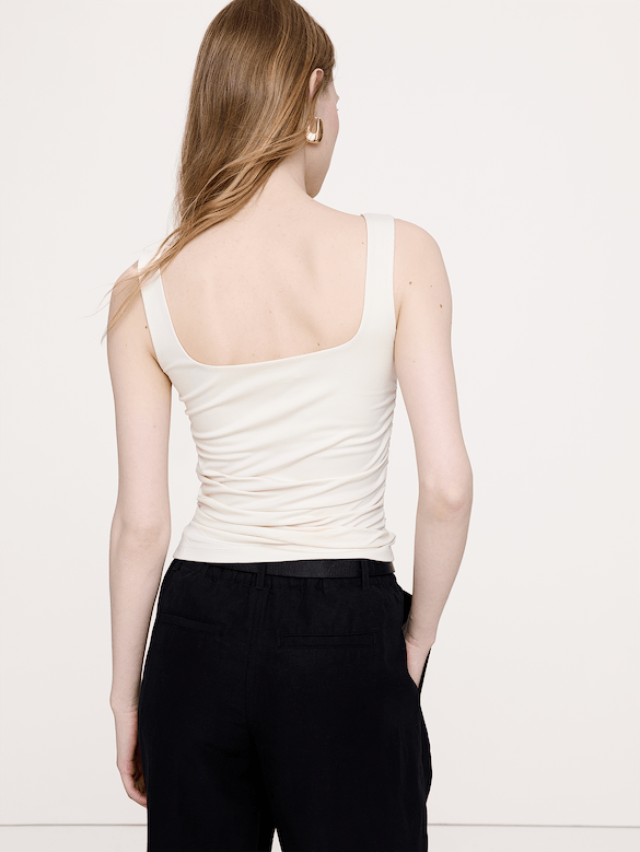 Square-Neck Ruched Top
