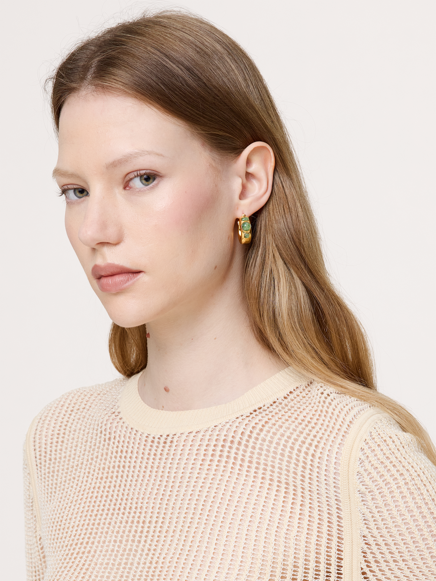 Image number 2 showing, Stone Studded Hoops