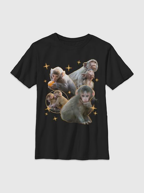 Punch The Monkey y2k Graphic T-Shirt For Kids