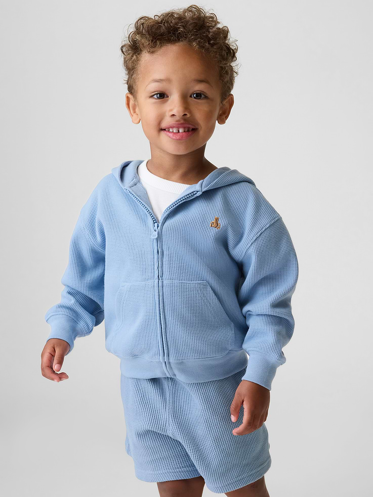 Image number 1 showing, Baby & Toddler Waffle Zip Hoodie