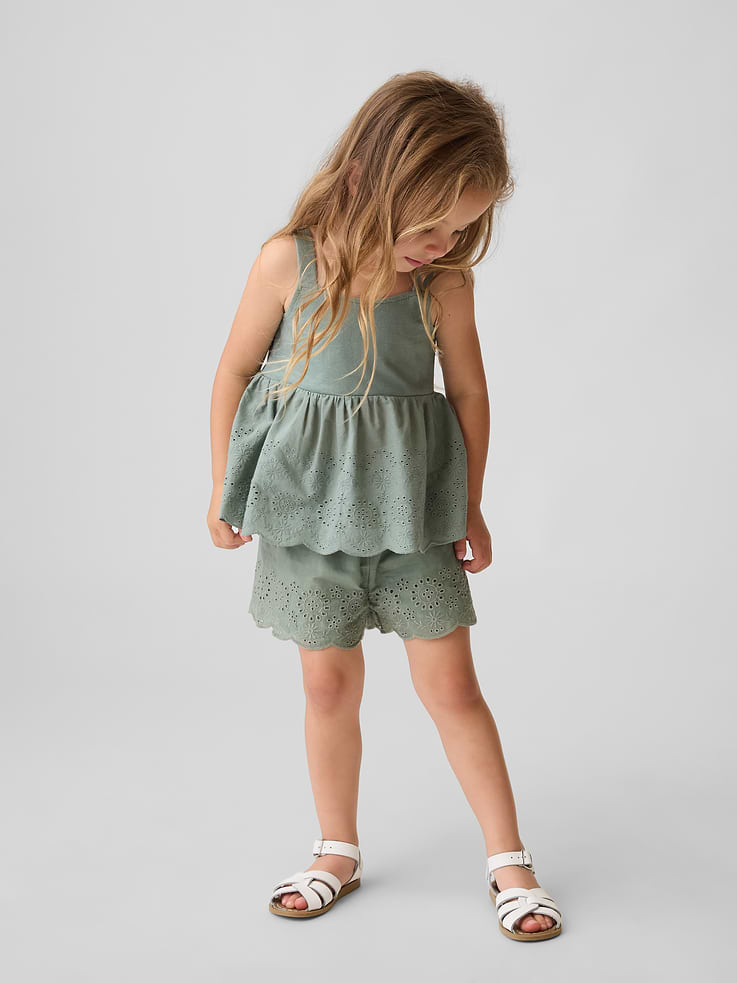 Image number 1 showing, Baby & Toddler Eyelet Hem Pull-On Shorts