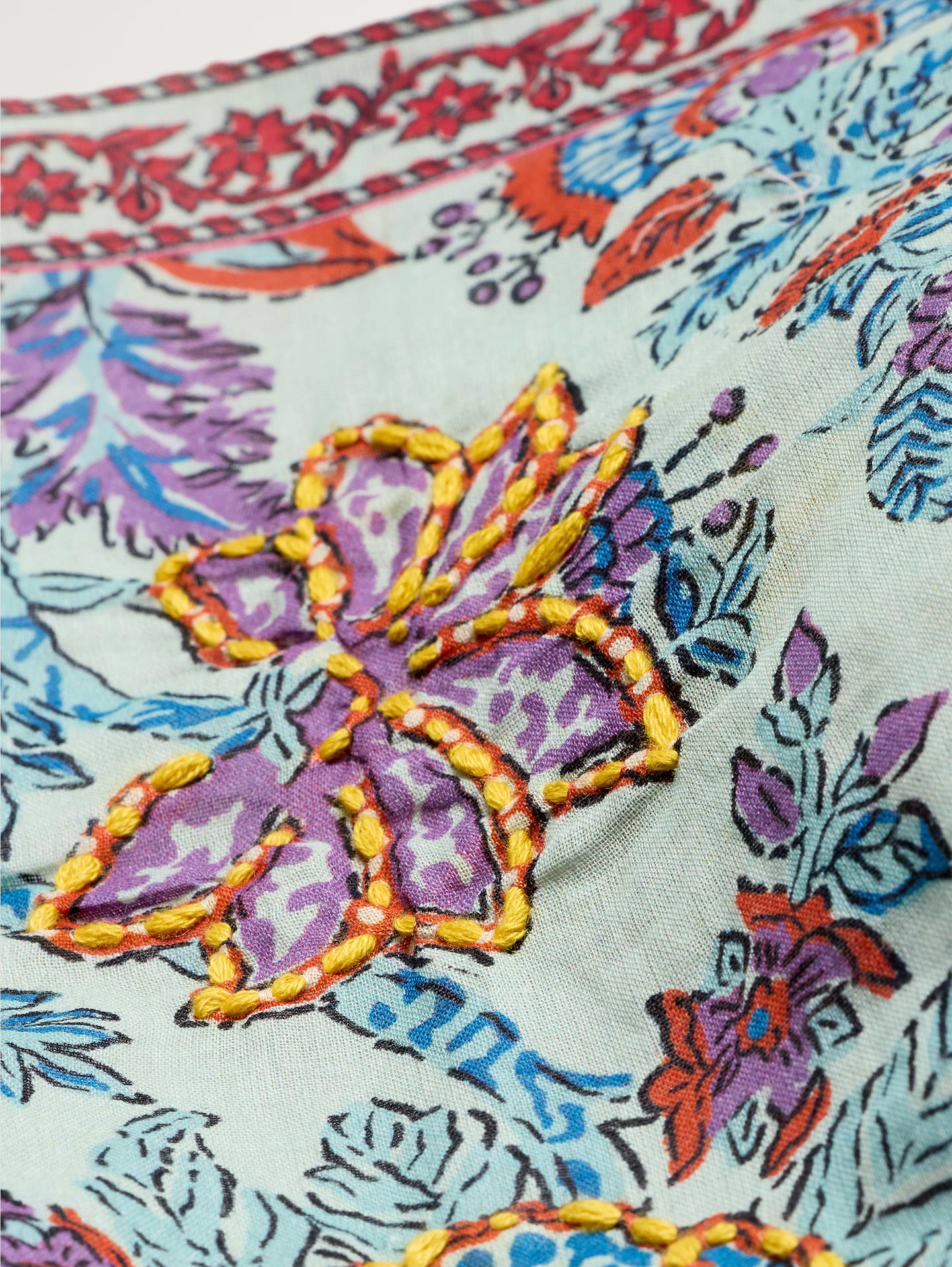 Image number 7 showing, Embroidered Cotton Scarf by Vismaya