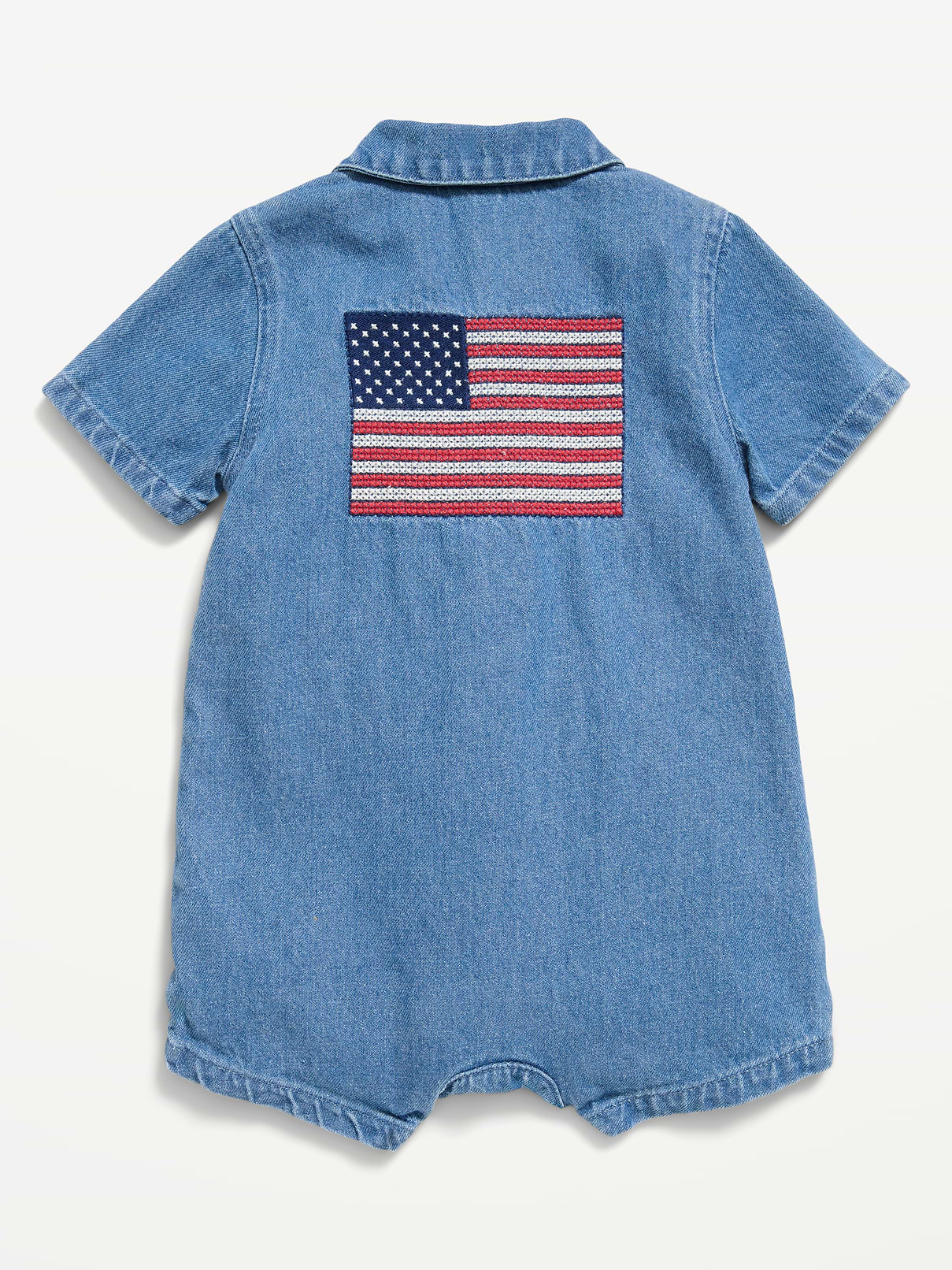Image number 1 showing, Collared Denim One-Piece Romper for Baby