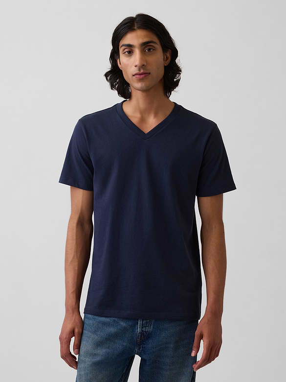 Cotton Jersey V-Neck T-Shirt