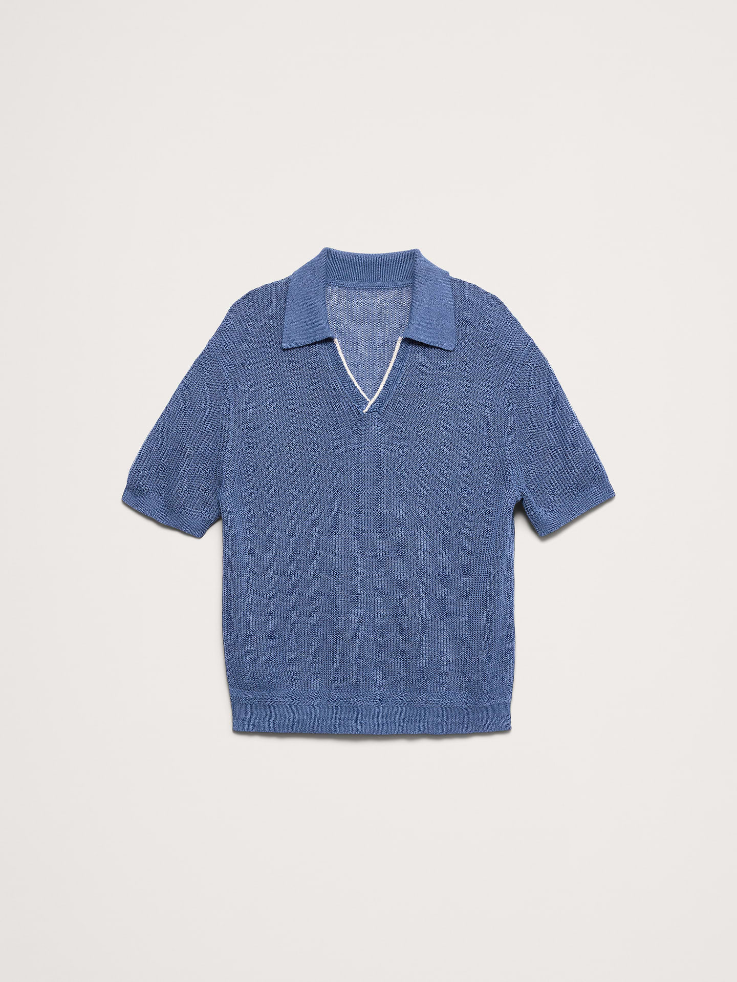 Image number 7 showing, Linen-Cotton Johnny-Collar Sweater Polo
