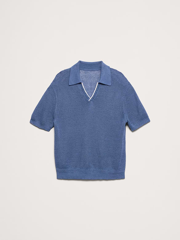 Polo en lin et coton à col polo tricoteuse