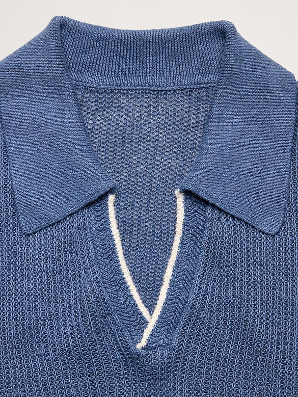 Polo en lin et coton à col polo tricoteuse