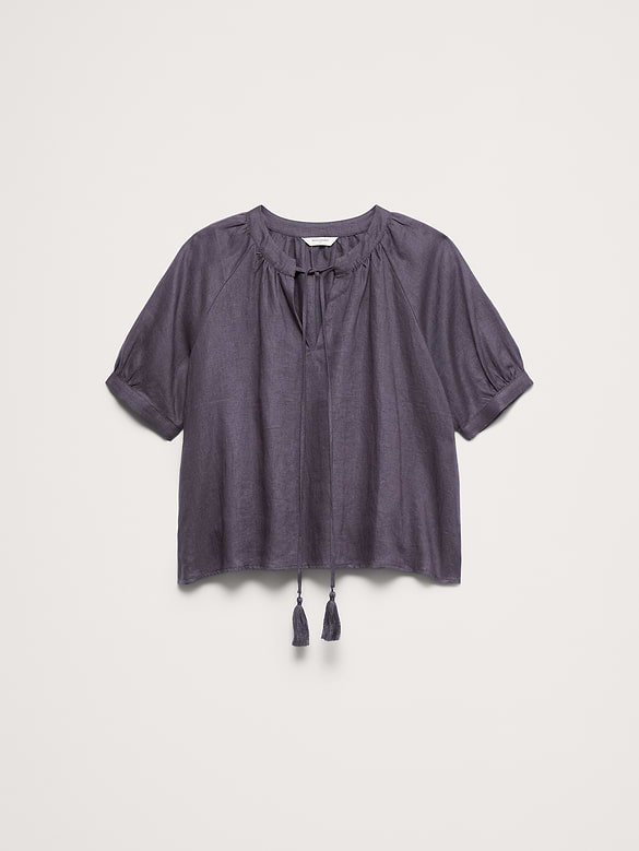 Linen Tassel-Tie Top