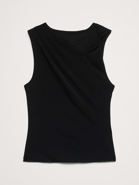 Mesh Twisted-Shoulder Top