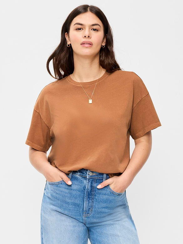 T-shirt ras du cou rétro pour femme