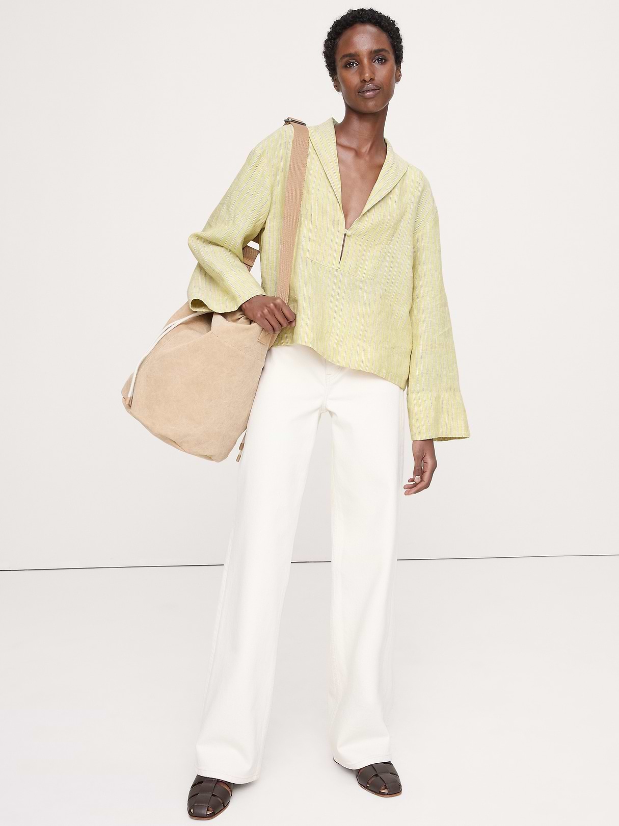 Linen Popover Top | Banana Republic