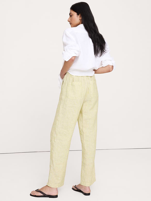 The Getaway Straight-Leg Pull-On Pant in Linen
