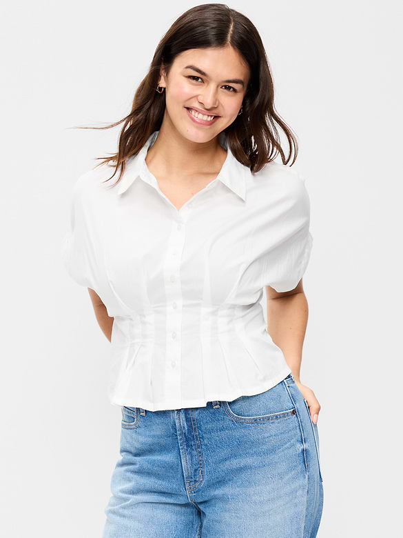 Slim-Waisted Button-Down Shirt