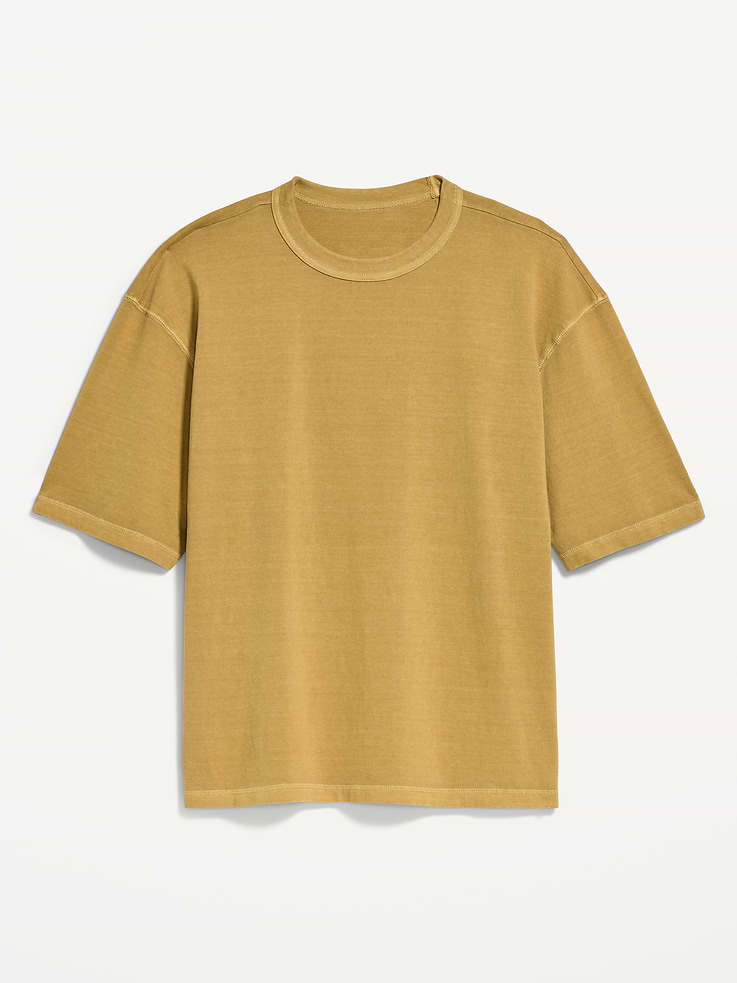 L'image numéro 3 présente T-shirt court en tissu épais teint en plongée