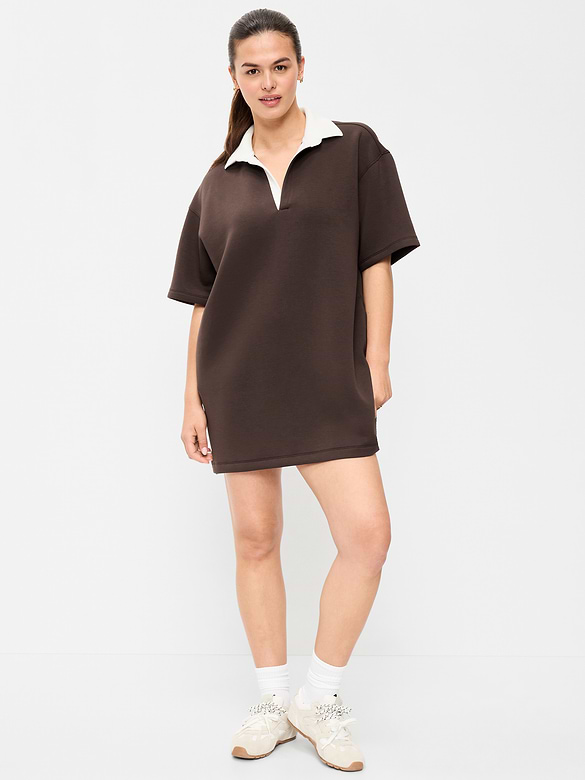 Bounce Fleece Short-Sleeve Polo Dress
