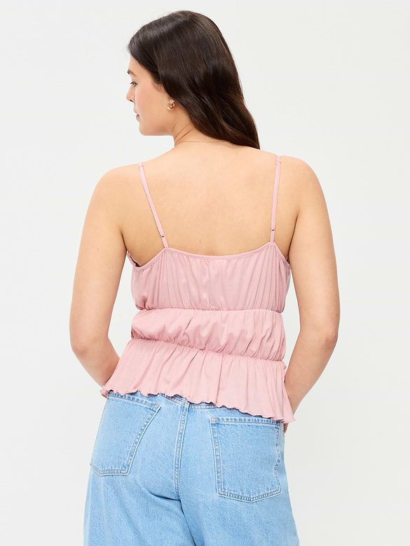 Lace-Trim Smocked-Waist Tank Top