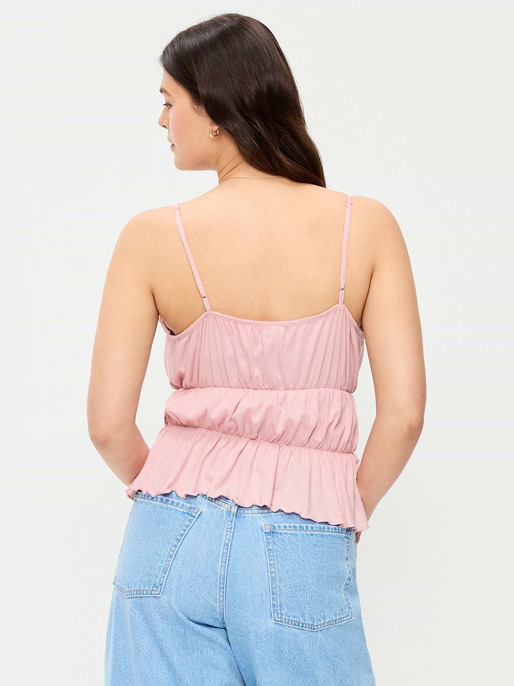 Image number 6 showing, Lace-Trim Smocked-Waist Tank Top