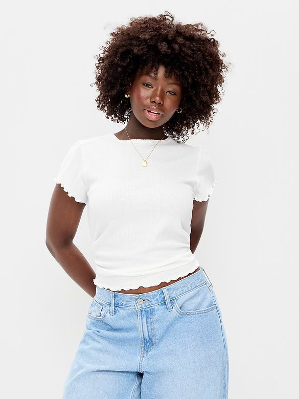 Lettuce-Edge Pointelle Top