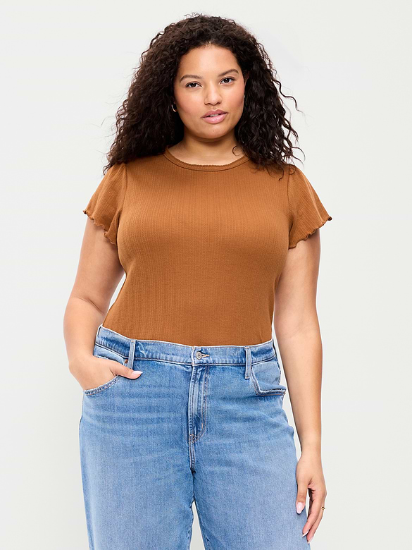 Lettuce-Edge Pointelle Top