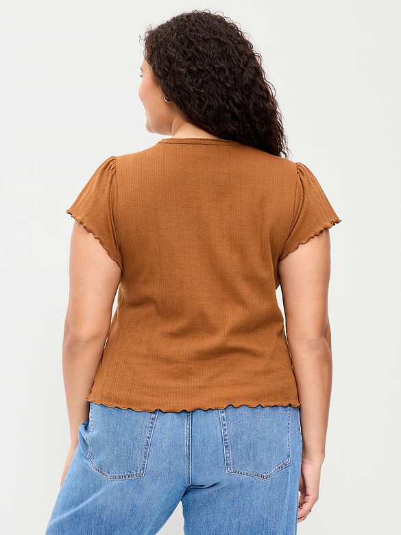Lettuce-Edge Pointelle Top
