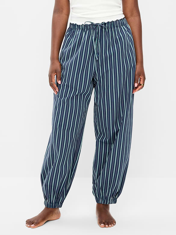 Cinched Poplin Balloon Pants