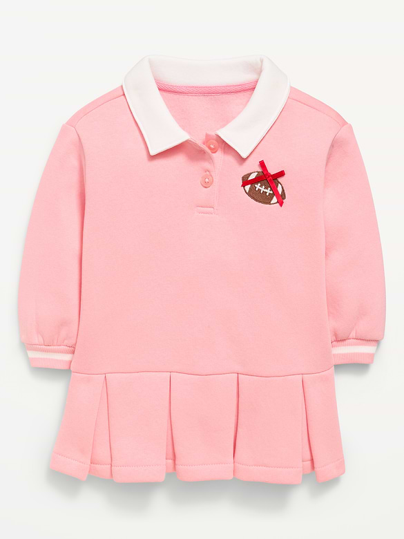 Long-Sleeve Collared Fleece Dress for Baby