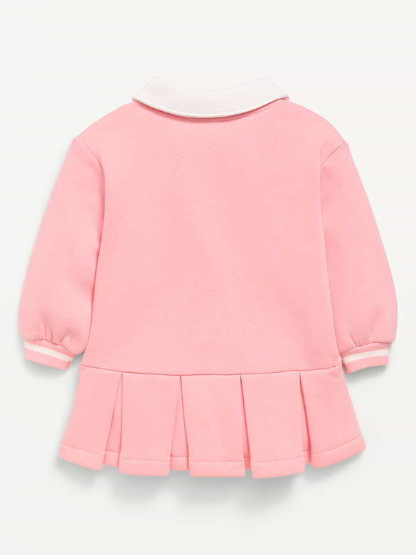 Long-Sleeve Collared Fleece Dress for Baby