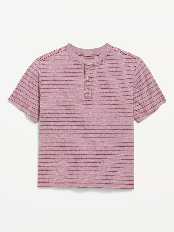 Short-Sleeve Textured Striped Henley T-Shirt for Toddler Boys
