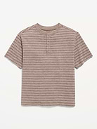 L'image numéro 1 présente T-shirt henley à rayures texturées à manches courtes pour tout-petit
