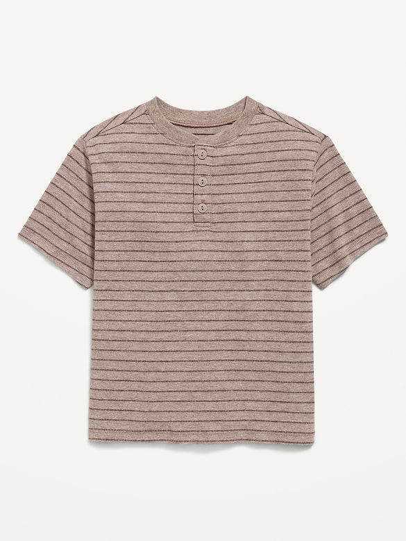 T-shirt henley à rayures texturées à manches courtes pour tout-petit