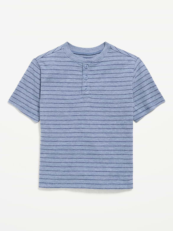 Short-Sleeve Textured Striped Henley T-Shirt for Toddler Boys