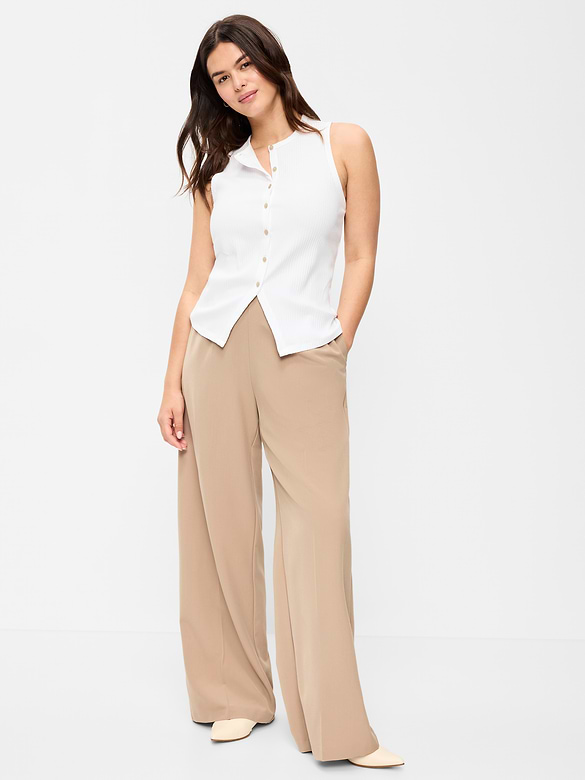 High-Waisted Wide-Leg Trouser Pants