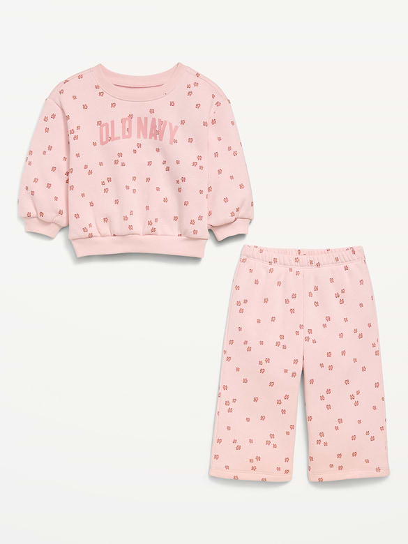 Printed Logo Graphic Sweatshirt and Sweatpants Set for Baby
