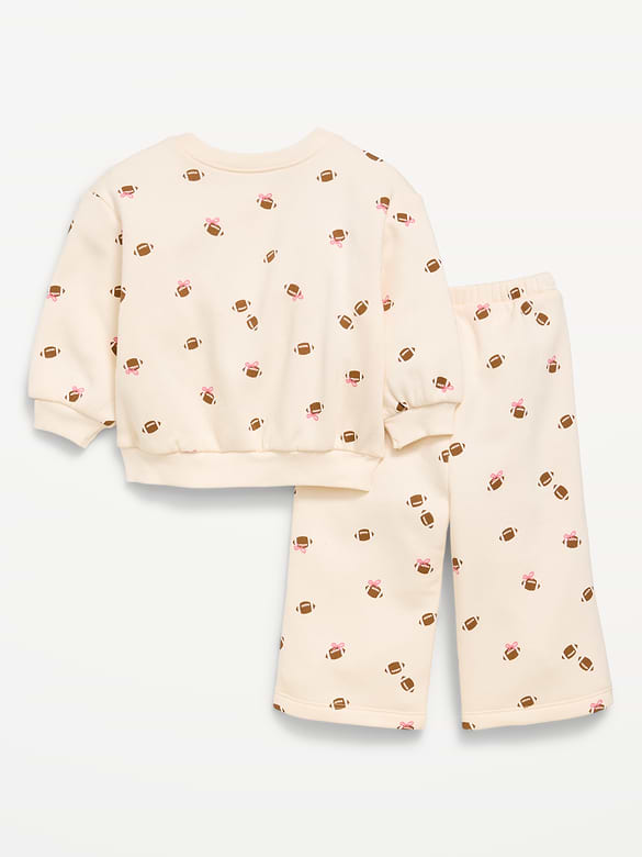 Printed Sweatshirt and Wide-Leg Sweatpants  Set for Baby