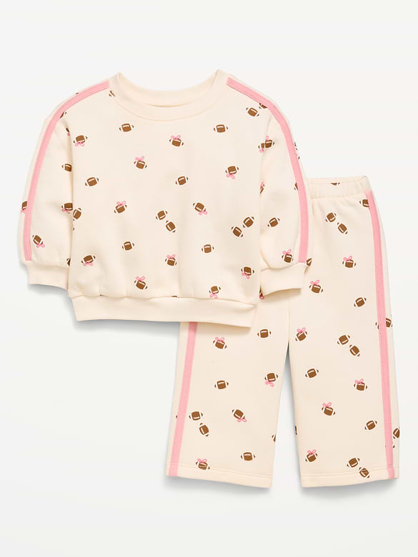 Printed Sweatshirt and Wide-Leg Sweatpants  Set for Baby