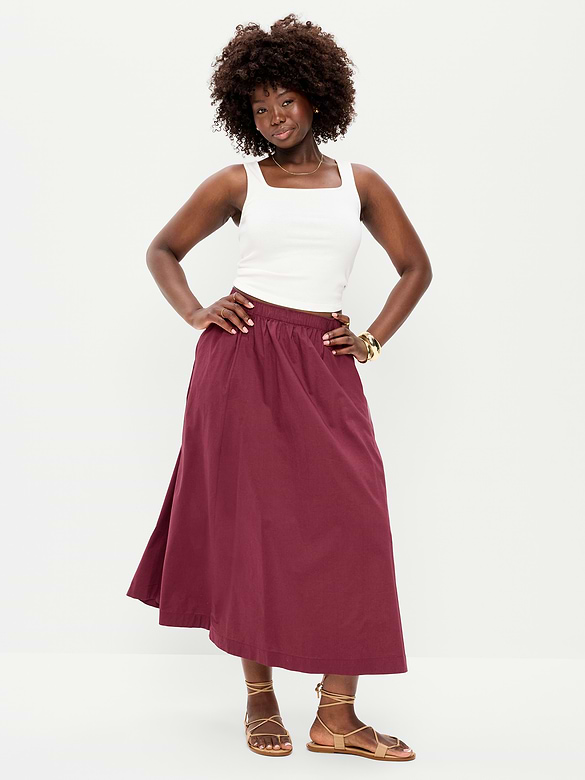 Poplin Midi Skirt