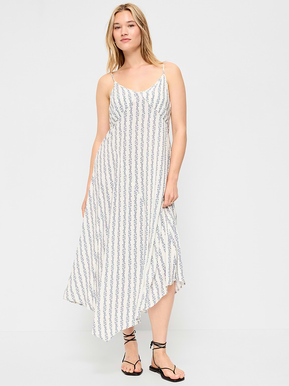 Fit & Flare Tie-Back Asymmetrical Midi Dress