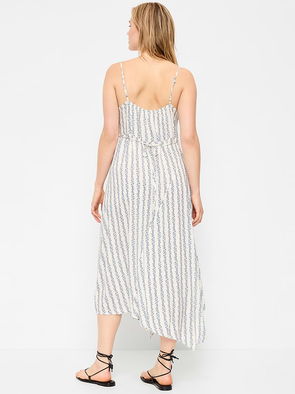 Fit & Flare Tie-Back Asymmetrical Midi Dress